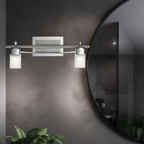 Applique murale lampe spot lampe de couloir chambre à coucher, 2 flammes spots mobiles, chrome verre clair acier, 2x LED 5W 450Lm 3000K, L 40cm (1/5)