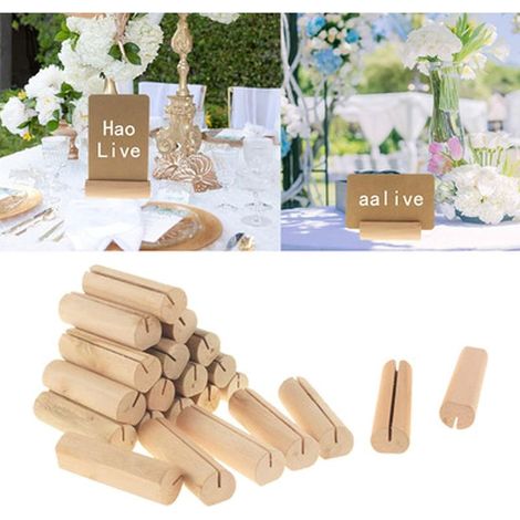 20pcs Bois Naturel Support Photo Carte Placez la carte Les détenteurs, porte photo bois,porte carte bois,pour Mariages Banquets Fêtes Décoration Porte Cartes en Bois Titulaire (1/5)