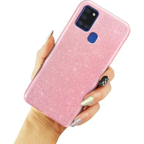 Custodia glitterata per Samsung Galaxy A21S, rosa (1/3)