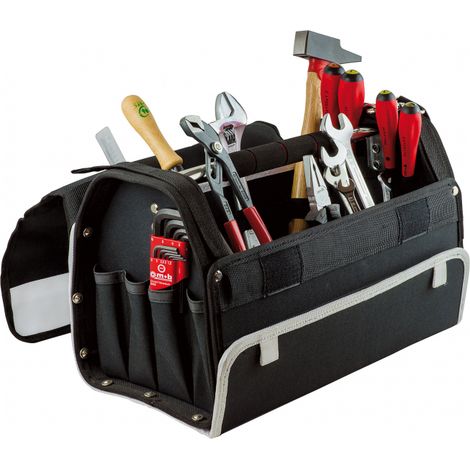 Mob Outillage – Trousse à outils garnie 24 outils – Sac porte outils 12L – Base en polypropylène – Poignée mousse confortable – Poches intérieures et latérales (1/4)
