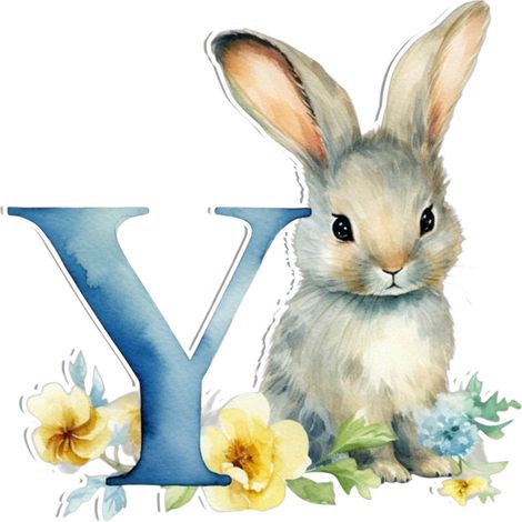 Pendentif Lapin Acrylique - Lettre Y 8 cm - Décoration Accrochable pour Arbre de Pâques Porte Mur Cheminée Voiture (1/5)