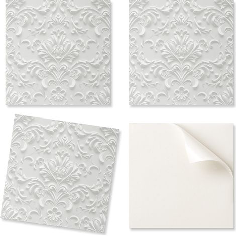 Juego de baldosas autoadhesivas de PVC con elegante dise帽o en relieve, 20x20x20 cm.