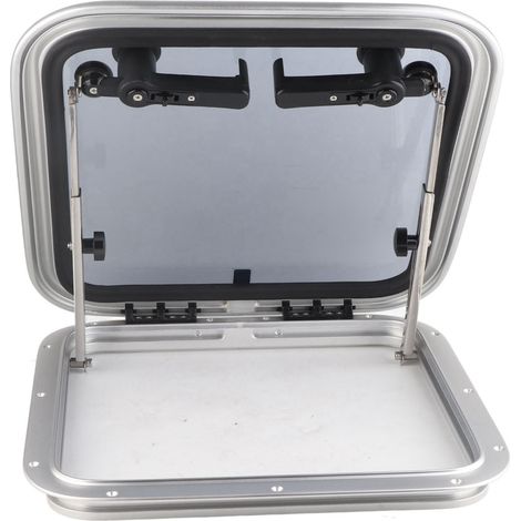 Hublot de ventilation carré à ouverture par pression pour bateau, 410 x 410 mm, avec fenêtre d'évacuation pour coques de 3 à 23 mm d'épaisseur, pour yachts et camping-cars. (1/5)