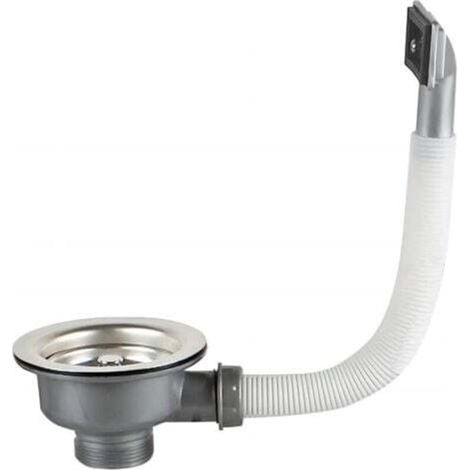 Kitchen sink drain basket strainer, 110 mm (1 1/2"), stainless steel, with rectangular overflow, suitable for kitchen sink drains to maintain smooth drainage