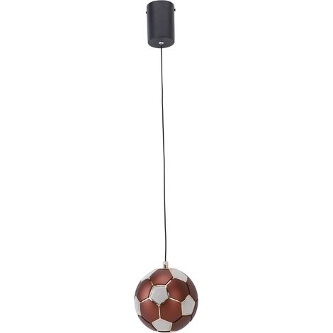 Plafonnier LED suspendu en forme de ballon de football, idéal pour les chambres, les salons et les bureaux. Lumière chaude. 100-265 V. Couleur marron. (1/5)