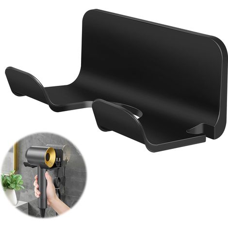 Support pour sèche-cheveux, support mural pour sèche-cheveux, support pour sèche-cheveux de salle de bain, support pour sèche-cheveux (noir) (1/5)