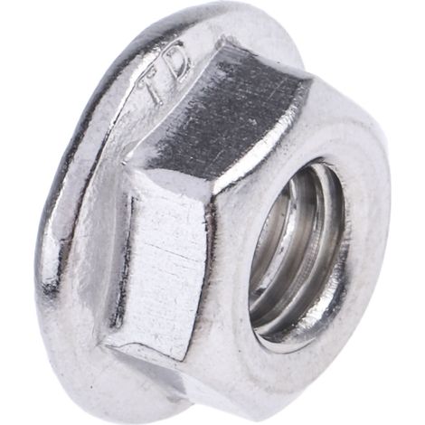 Ecrou hexagonal à collerette de diamètre 14.2mm, M6, Acier Inoxydable A2 304 ( Prix pour Sachet de 50 ) (1/3)