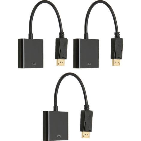 Adaptateur DisplayPort vers VGA 3 Pièces - Résolution Full HD 1080p 60Hz, Compact pour Ordinateur Portable et PC de Bureau, Connexion Dorée (1/5)