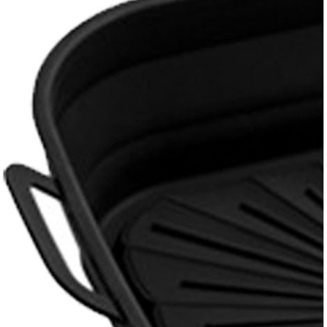 Lot de 2 tapis de cuisson carrés en silicone pour friteuse, 20 cm, inodores, épais et pliables, noirs. (1/5)