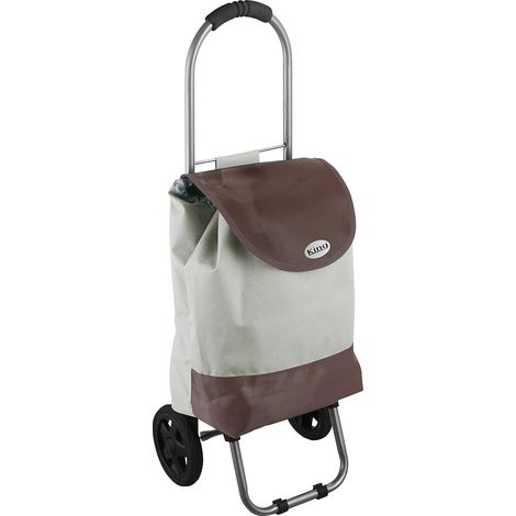 King Home TROLLEY SPESA BEIGE BICOLOR impermeabile 32x25x88h cm beige/noce (1/4)