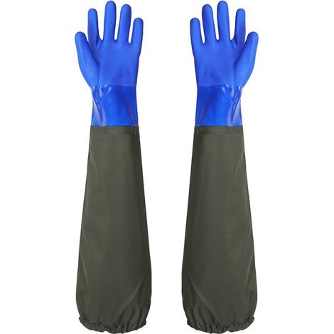 Dépolie Étanche Gants Allongés en Caoutchouc - 27Pouces, Doublure Floquante, Poignets Élastiques - Pour Nettoyage D'étang, Industrie Chimique, Agriculture, Pêche, Construction (1/4)