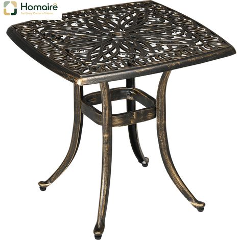 HOMAIRE Beistelltisch Terrassentisch Aluminiumrahmen Bronze für Garten & Balkon