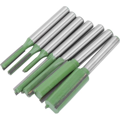 Set mit 7 Hartmetall-Holzfräsern, 6 grünen Griffen, Fräswerkzeug, rostfreier Holzschneider, Zubehör für die Holzbearbeitung (1/5)