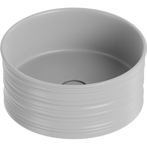 Lavabo d'appoggio tondo in ceramica da 40 cm grigio opaco - Serie Nordic (1/3)
