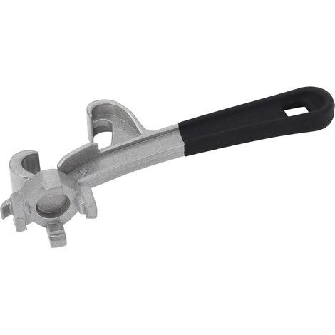 2 ouvre-seaux en alliage d'aluminium, ouvre-boîtes métal polyvalent, clé démonte-couvercle, outil anti-dérapant pour maison et industrie, argent et noir (1/5)