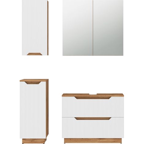 Conjunto de muebles de baño Lotta, Roble/rayas blancas, 4 partes, Vicco (1/5)