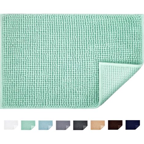 40x60cm(Vert D'eau) Tapis de Bain Antidérapant Absorbant Tapis de Salle de Bain pour Sortie de Douche Baignoire Toilette Cuisine en Microfibre Chenill (1/5)