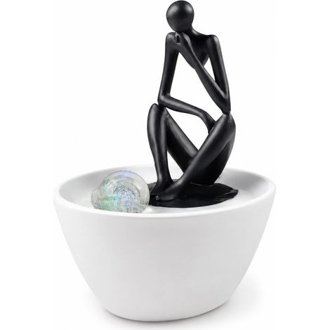 Fontaine d’Intérieur Moderne Statue Homme Amovible Lumière LED Coloré Idée Cadeau Homme Insolite Décoration d’Intérieur contemporain Fontaine de Table Circuit fermé H 26cm Pensador Zen’Light (1/5)