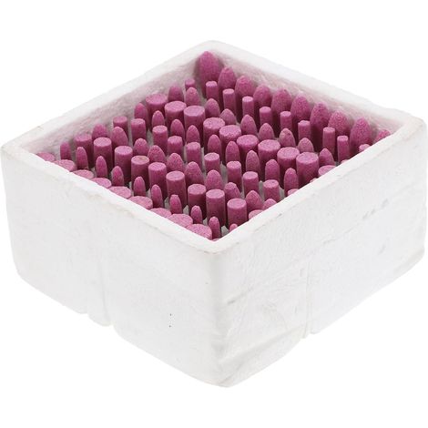 Kit de 100 Meules Abrasives en Acier Carbone et Corindon Rouge, Tête Conique pour Travail de Précision et Polissage sur Métal et (1/5)