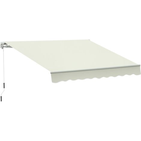 Store banne manuel rétractable 295 x 245 cm store exterieur terrasse avec manivelle, angle réglable 45°-85°, aluminium et polyester 280 g/m², auvent de terrasse, balcon, cour, crème