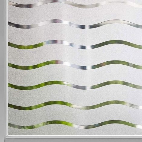 Rabbitgoo Film Electrostatique Fenêtre Film occultant pour fenetre Film pour vitre Anti-regard Motif Vagues --60x200CM (1/4)