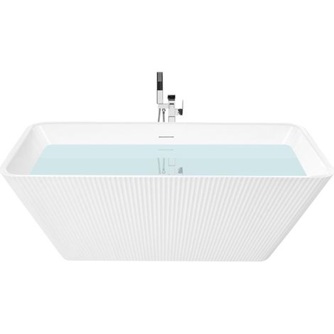 Vasca da bagno freestanding in acrilico con bordi scanalati 170 cm bianca Atcama