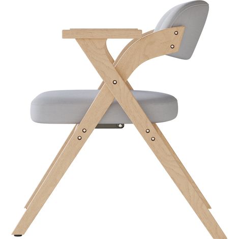 Lot de 6 chaises pliantes en bois massif avec coussins en lin gris, confortables et faciles à ranger (1/5)