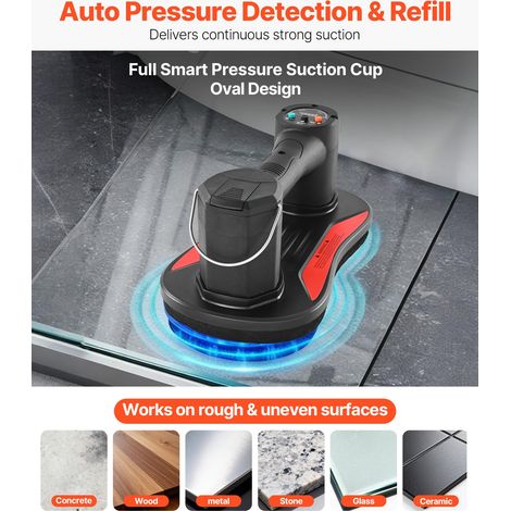 Ventouse Carrelage Électrique 170 kg Ventouse Vitre pour Soulever Carreaux Plaques de Verre Lisse Granit Métal, Outil Pose Carrelage avec Affichage Numérique Puissance Aspiration Niveau Batterie (1/5)