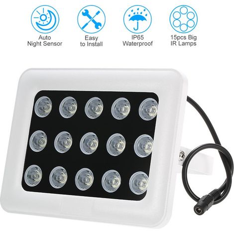 Trade Shop - Illuminatore Faretto Infrarossi Per Telecamera 15 Led Ir 900 Lm Per Telecamere - (1/5)
