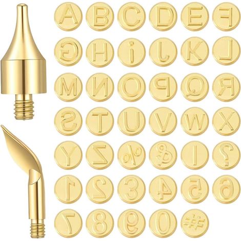 Kit de Pointes Pyrogravure Lettres Chiffres Symboles pour Bois Cuir (1/5)