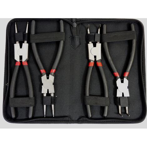 SET 4 PINZE FERMI ANELLI - 225mm - SEEGER INTERNI/ESTERNI - CON ASTUCCIO