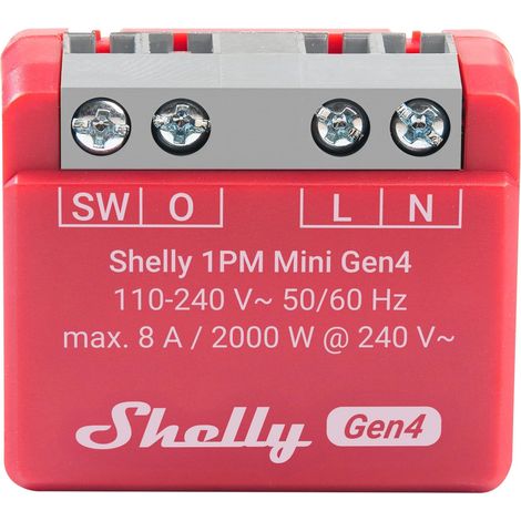 SHELLY Relais 1PM Mini Gen4, 8 A, WLAN, Bluetooth, rot (1/5)