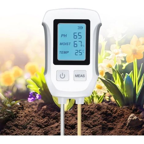 Ecleanfy - Testeur de Sol 3 en 1, Testeur de Température et de PH pour Plantes, Capteur Hygromètre, avec Affichage LCD Rétroéclairé (1/5)