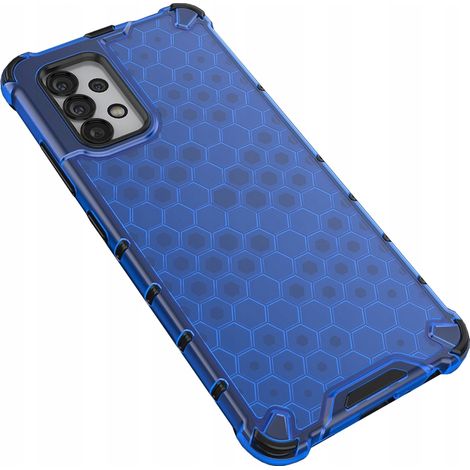 Cover protettiva a nido d'ape con cornice in gel per Samsung Galaxy A03s (166.5) blu (1/5)