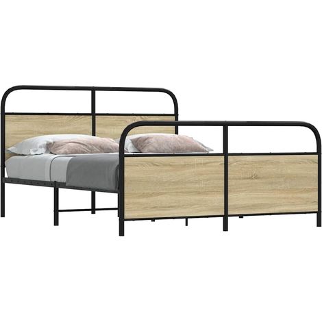 Metallbett ohne Matratze Sonoma-Eiche 160x200 cm