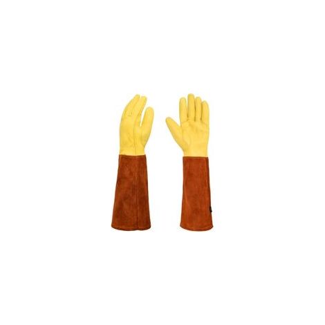 Gants de jardinage en cuir résistants à la perforation, marron, taille L – Kit du jardinier –