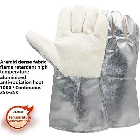 Gants en aramide résistants aux hautes températures (350D RZT-S533 36 cm) : résistants aux hautes températures jusqu’à 500 °C, anti-coupures, isolants thermiques et anti-brûlures, pour barbecue et cui (1/5)