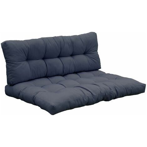Coussin extérieur gris anthracite 120x80x15 cm – Tissu déperlant 180g/m² – Lot de 2 coussins pour palette (1/5)
