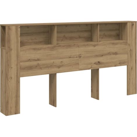 Armadio per testata letto contemporaneo con portaoggetti 200 x 18,5 x 102,5 cm in legno multistrato rovere artigianale 020050975
