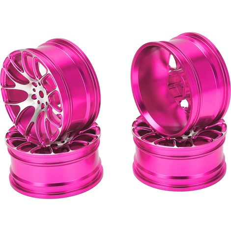 Stück 52-mm-Aluminiumfelgen für Tamiya TT-01 1/10 RC-Car – Rosa (1/5)