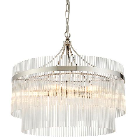Endon Marietta Lampada a sospensione da soffitto a 5 bracci multipli in nichel brillante (1/5)