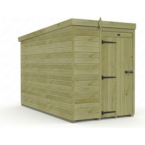 5ft x 10ft Pent Garden Shed Single Door No Windows - Pressure Treated Timber - L152 x W305 x H210 cm - Natural