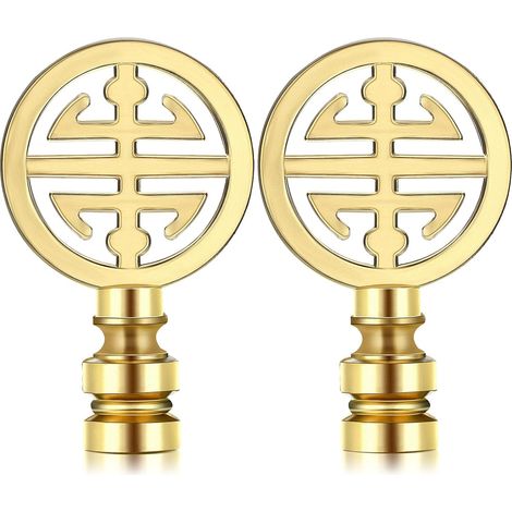 2 morceaux lampe finitions pour asiatique oriental laiton lampe finitions ombre symbole de bonheur décoratif pour table chambre de la maison, doré