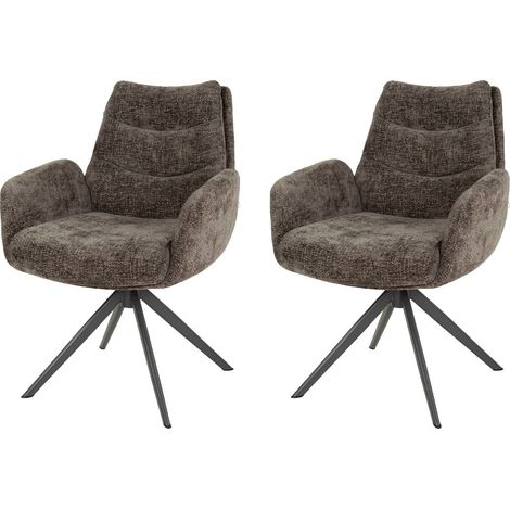 Lot de 2 fauteuils pivotants 66x67x90 cm en tissu texturé taupe foncé