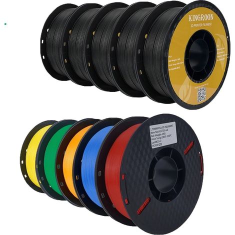 Filament d'imprimante 3D, bobine de 10KG, diamètre de 1,75 mm, PLA 5Noir 5Mélange (1/2)