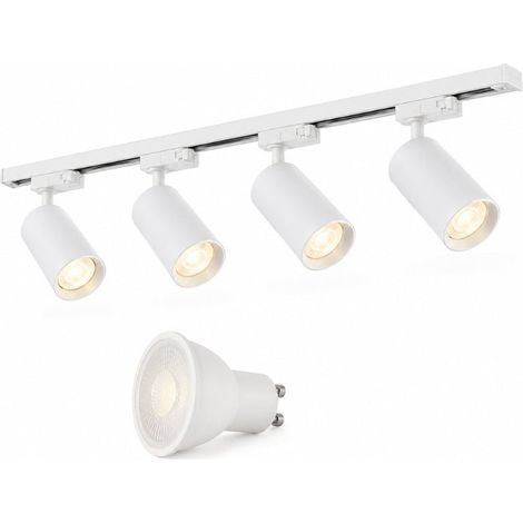 Kit Rail LED Monophasé + 4 Spots GU10 Blanc - 200 cm - Blanc Neutre (4000K - 5500K) - SILAMP (1/2)
