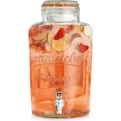 Dispensador de bebidas de vidrio con grifo, 6,7 L (1/5)