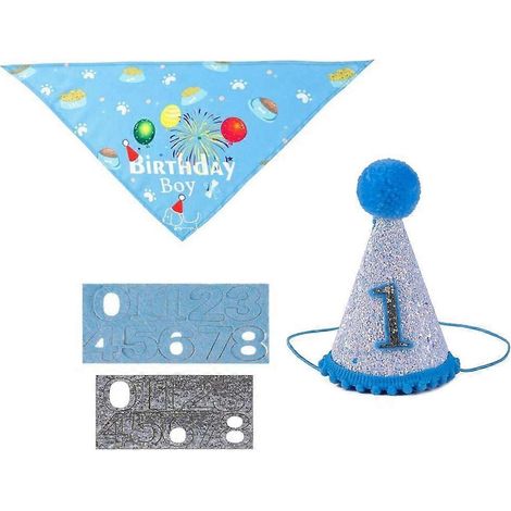 Chapeau d'anniversaire pour chien - Accessoires pour fêtes d'anniversaire de chiens - Collier à paillettes (1/5)
