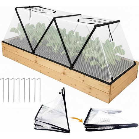 Housse pour Carré Potager, 120x33x36.5 cm Bâche de Protection Pliable pour Plantes en PVC avec Fenêtre d'Observation Protection Anti-Gel pour Protéger Les Légumes et Les Fleurs des Animaux (1/5)