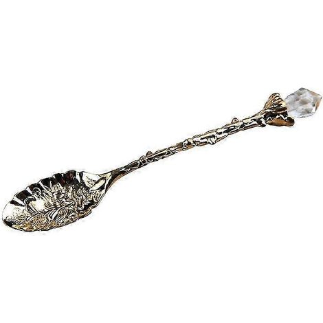 Cuillère à thé, café ou dessert vintage à motif floral sculpté, long manche en cristal, vaisselle IYWGolden (1/5)